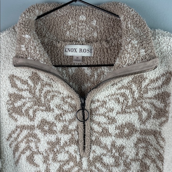 Knox Rose Cream & Taupe Sherpa Half-Zip Pullover Size M - Picture 5 of 10